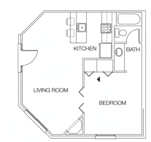 1 Bedroom 1 Bath Floor Plan